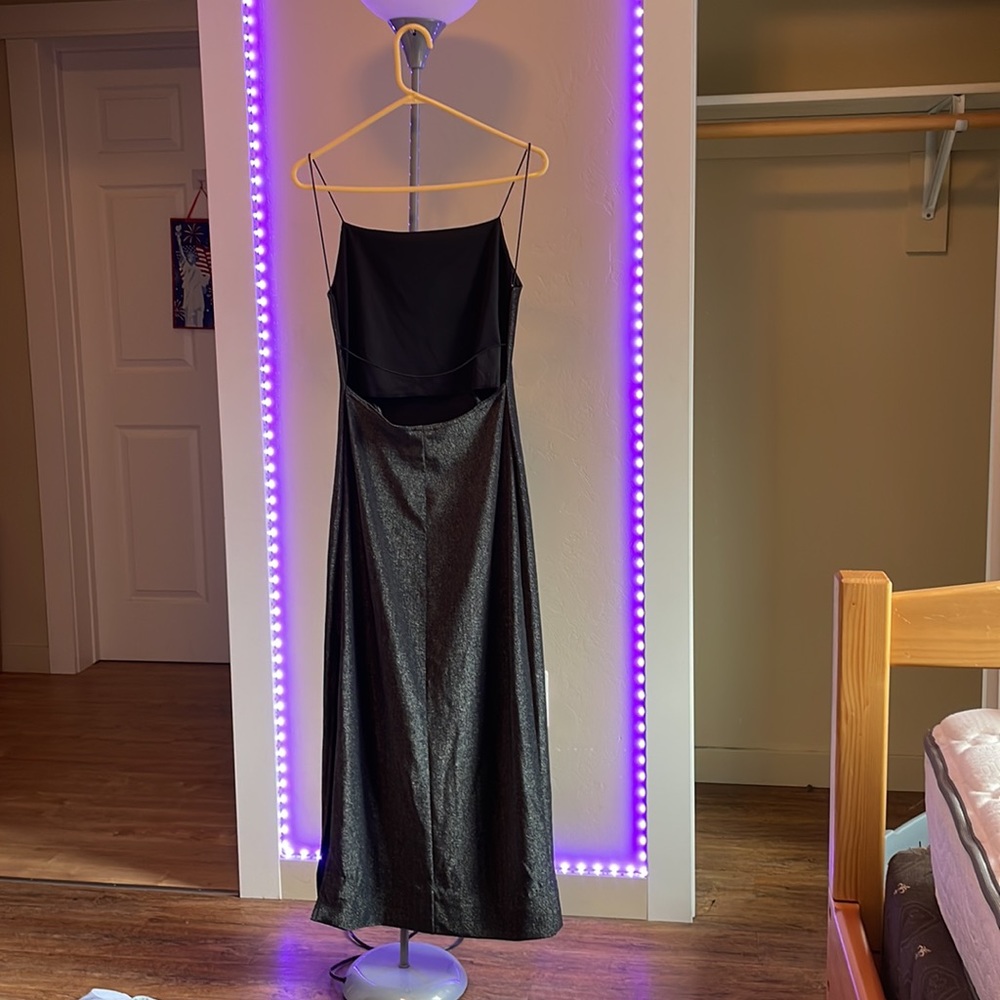 Medium Glittery Gray Jodi Kristopher Prom Dress - Picture 2 of 4